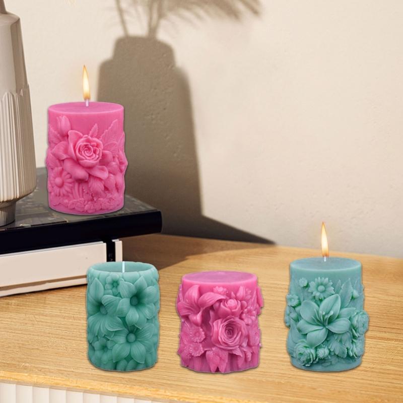 Santa Claus Embossed Cylinder Candle Silicone Mould for Festival Holiday Handmade Craft