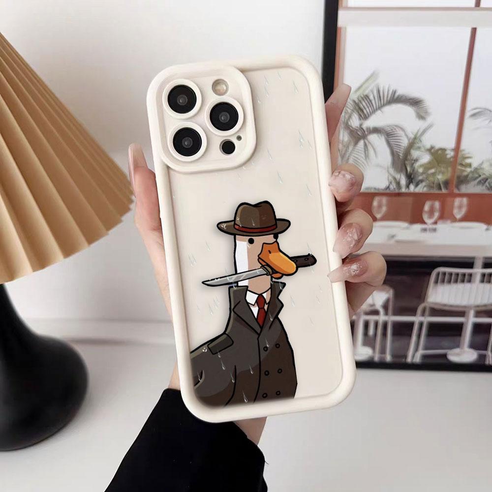 Cute Funny Duck Phone Case For iPhone Apple 17 AIR 16 16E 11 12 13 14 15 XR Plus Pro Max DIY Case TPU Shockproof Cover Capa