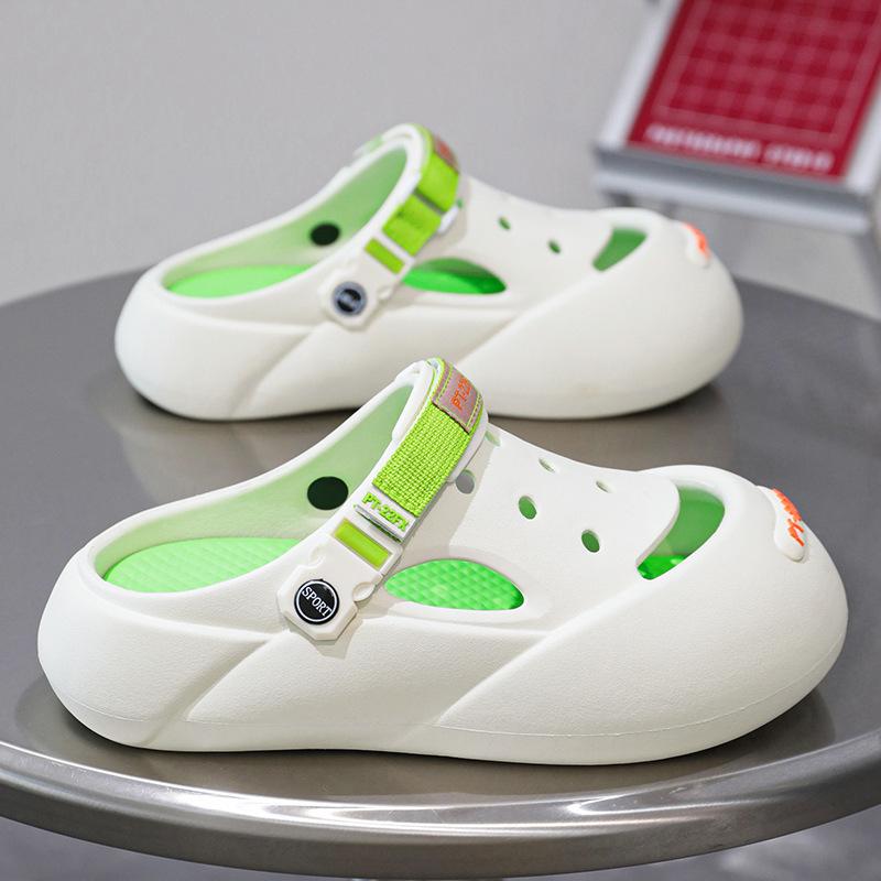 Hole Shoes Men's Summer Wear 2025 New Beach Platform Non-slip Deodorant Sandals Bag Head Half Slippers Men