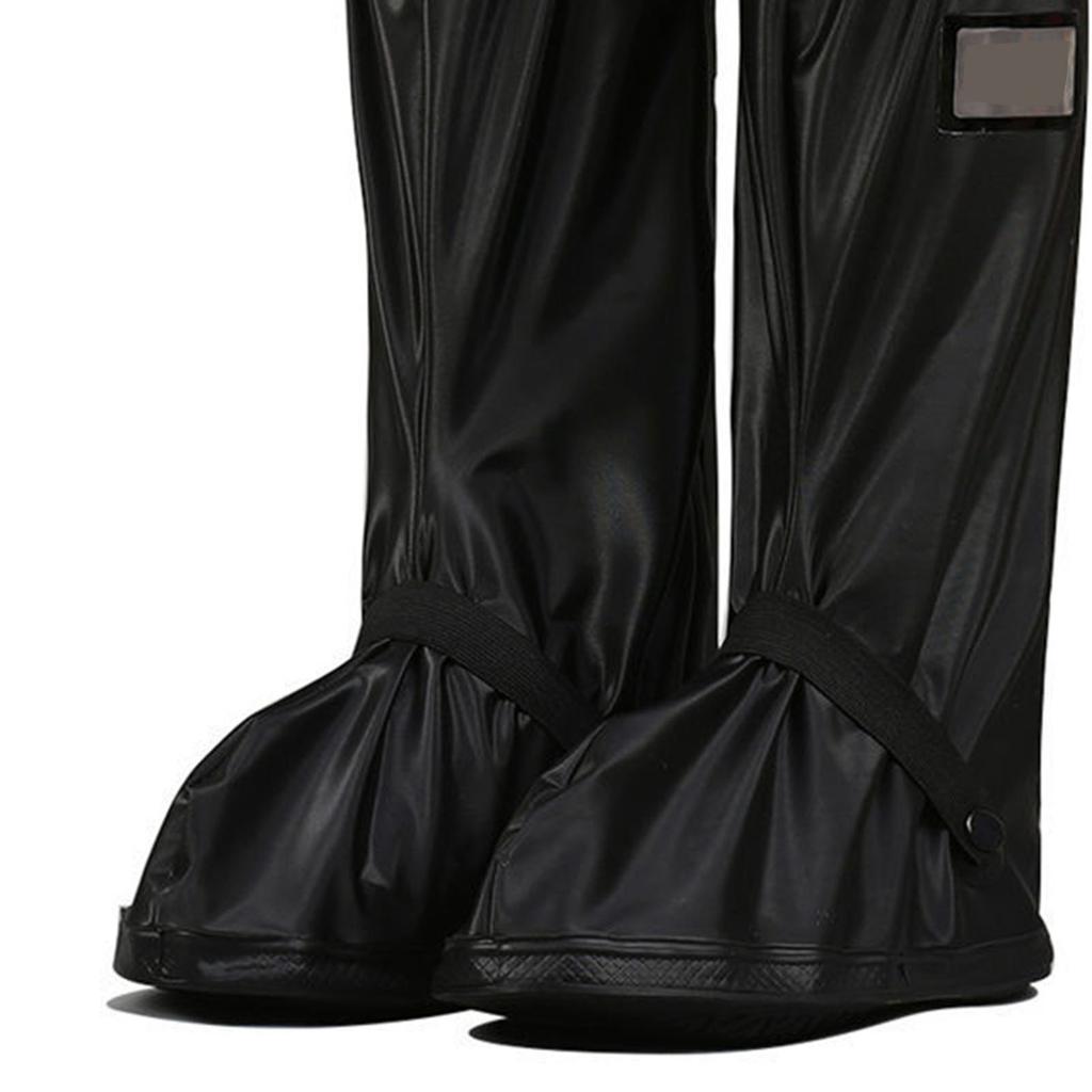 1 Pair Men Waterproof Boot Covers Reusable PVC Rainproof Shoe Cover for Outdoor XL Size Black