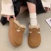2024 Women Casual Shoes Winter New Korean Style Soft Bottom Anti-slippery Versatile Chic Elegant Plush Keep Warm Leather Shoes