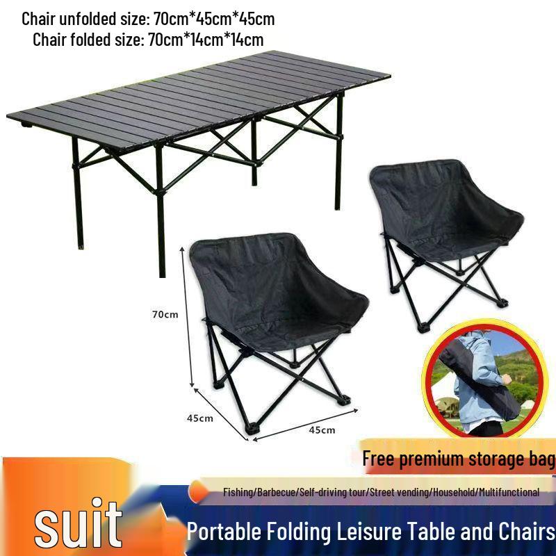 Mond-Liege Tragbares Outdoor-Campingtisch- und Stuhlset mit Rückenlehne - Praktisch für die Lagerung & Multifunktional einsetzbar