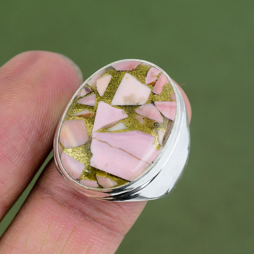 Copper Pink Opal Ring 925 Sterling Silver Ring Handmade Jewelry Gemstone Ring Copper Pink Opal Jewelry Gifts For Wife Available In Ring Size