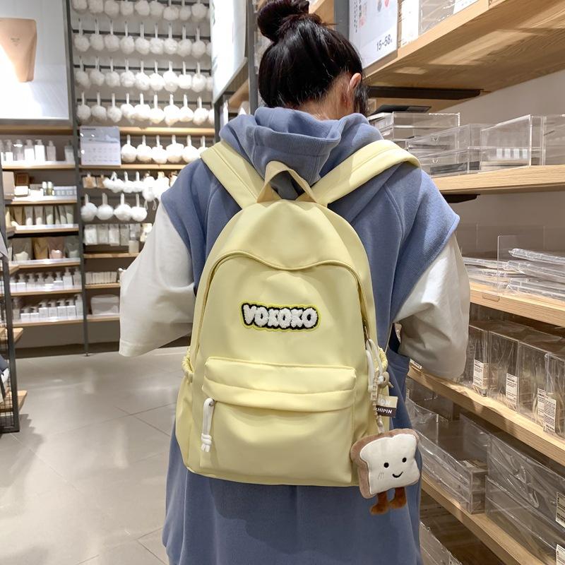 Simple Small Fresh Backpack Girls Junior High School High School Students Schoolbag Macaron Flow Backpack