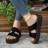 Fashion Ladies Fashion Slippers Mid Heel Anti-slip Round Head Shoes for Women Sense of Luxury Open Toes Comfortable