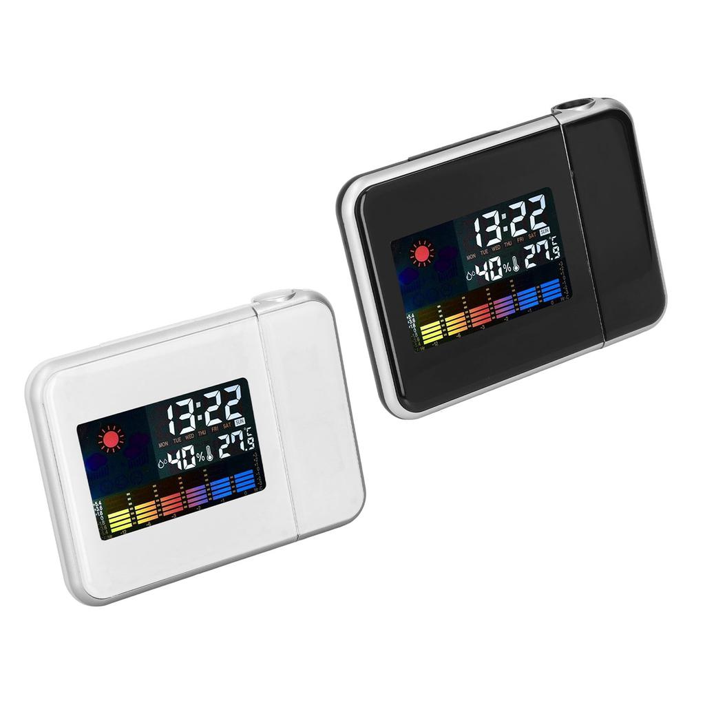 Weather Station Clock Temperature Humidity LCD Color Display LED Backlight Snooze Function Projectio