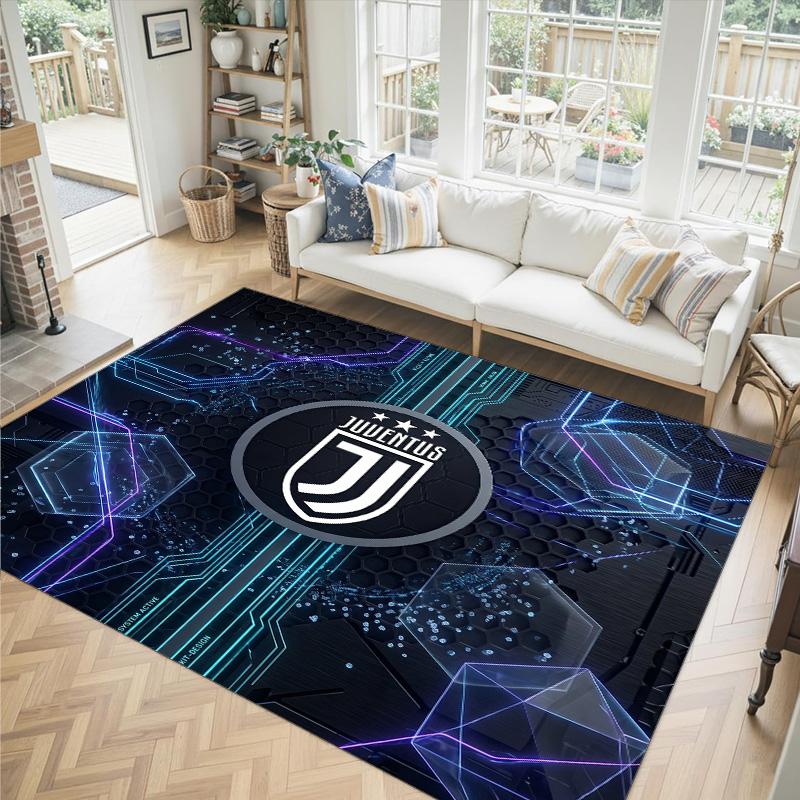 Tappeto in Velluto di Cristallo Design Juventus FC Accogliente Non?Tappeto Stampato Antiscivolo per Camera da Letto Soggiorno Ingresso