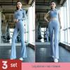 Women's Professional Yoga Suit with Chest Pads – Summer Pilates Training, Lapel, Long Sleeves, Outdoor-Ready Tight-Fitting Fitness Wear