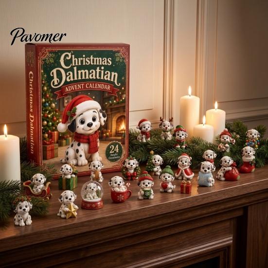 Giochi Festivi Interattivi 2026 Calendario dell'Avvento di Natale per Cani, Set di Ornamenti Acrilici a 24 Giorni con Figure di Cuccioli, Decorazione Piatta 2D da Appendere all'Albero