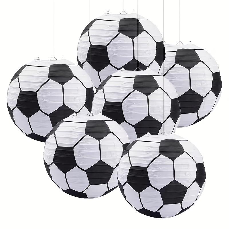 3/6pcs Football Themed Paper Lanterns Hanging Decor, Sports Theme Classroom Wall & Backdrop Decoration for Birthday Game Day