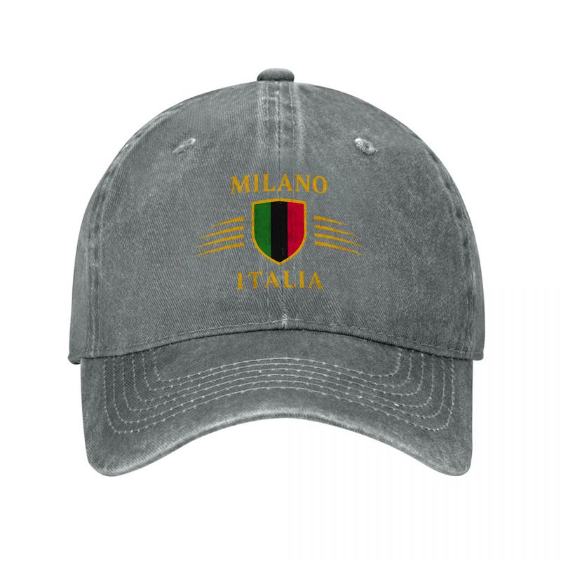 Milano Italia Vintage Washed Canvas Baseball Cap Unisex Adjustable Classic Italian Crest Logo Hat For Men Women Outdoor Travel