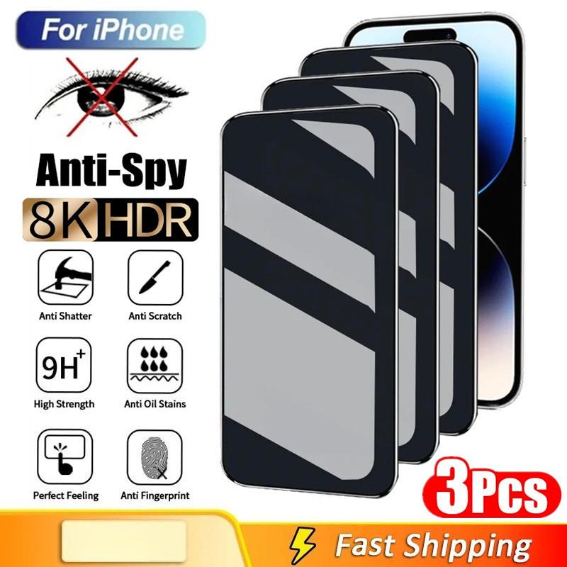 

3Pcs Anti-Spy Privacy Tempered Glass for iPhone 11 12 13 14 15 16 17 Pro Max 12/13Mini 14/15/16Plus 17AIR Privacy Tempered Glass Screen Protector iPhone 8Plus чорний
