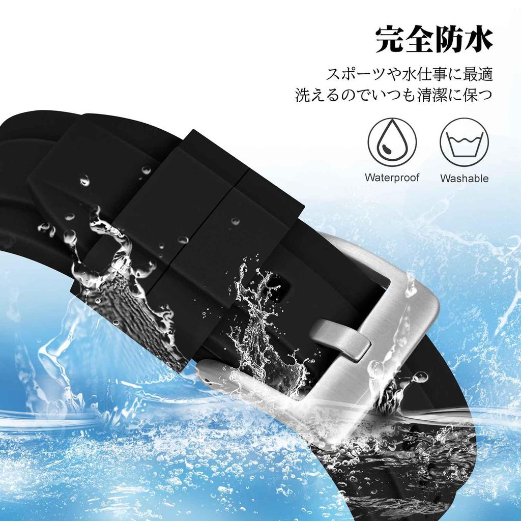 Watch Band 20mm Silicone Rubber Watch Strap Quick Release Buckle [ANNEFIT] Black/Black