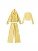 Women's Pink Sportswear Set: Round Neck Long Sleeve T-Shirt, Hooded Sweatshirt Jacket, and Wide Leg Sweatpants