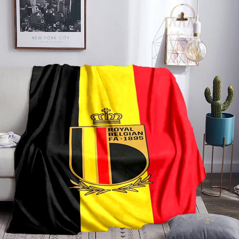 Belgium Football Crest Emblem Blanket Flannel Throw for Sofa, Indoor, Camping, Living Room, Office, Chair, And Bed Soft Birthday Gift
