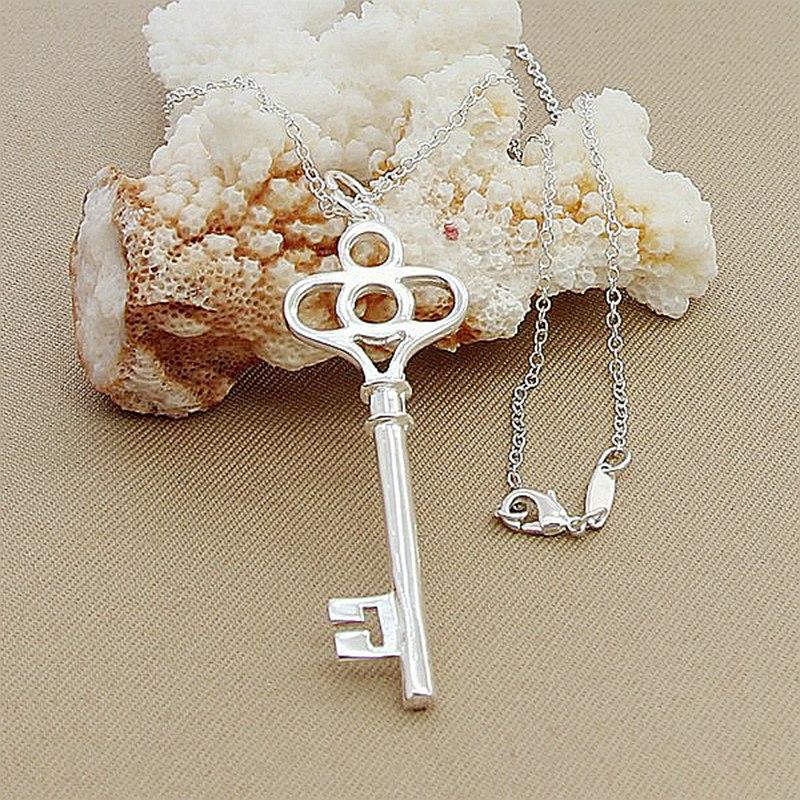 New Arrival  Sterling  Fashion Simple Key Pendant Necklaces Charm Jewelry Necklace Women Men