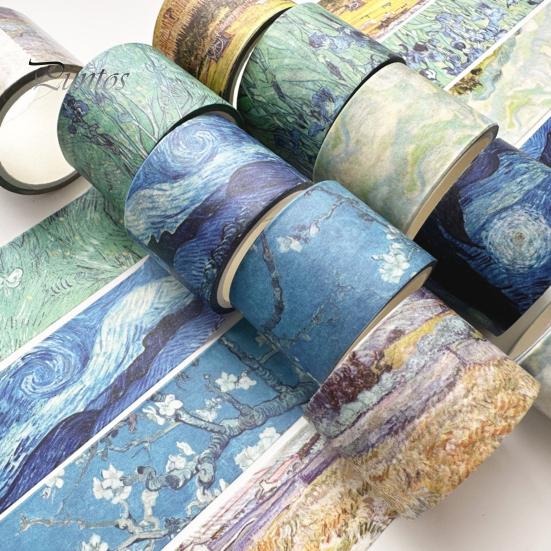 Artistic Washi Tape Tape, Oil Painting Decorative Masking Artist Patterns Adhesive Creative Journaling for DIY Crafts, Junk Journal, Gift Wrapping,