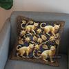 2D Four Cats In Art Nouveau Style Throw Pillow Pattern Cushion Cover Suitable For Sofa Bedroom Car Pillow Cover