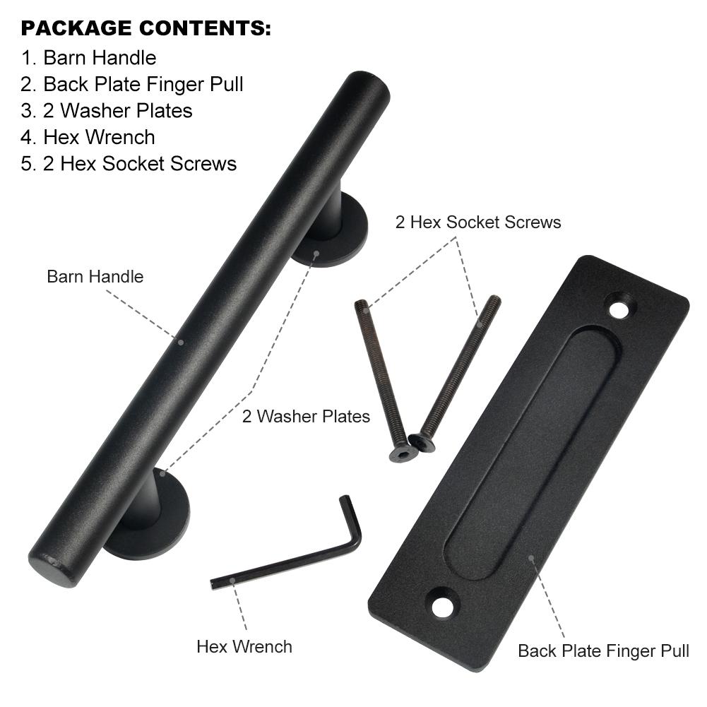 Černá nerezová ocel Vintage rukojeť pro posuvné dveře stodoly
