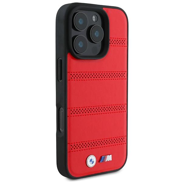 Bmw Bmhmp16L23Puspr Iphone 16 Pro 6.3 Czerwony/Red Hardcase M Perforated And Stitched Line Magsafe