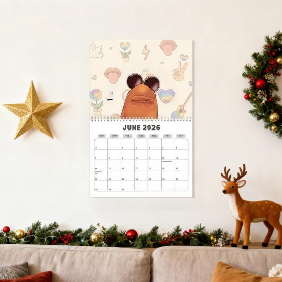 The Worm 2026 Wall Calendar 12 Month Wall Hanging Planner Hilarious Worm Meme Gift for Friends Coworkers Family