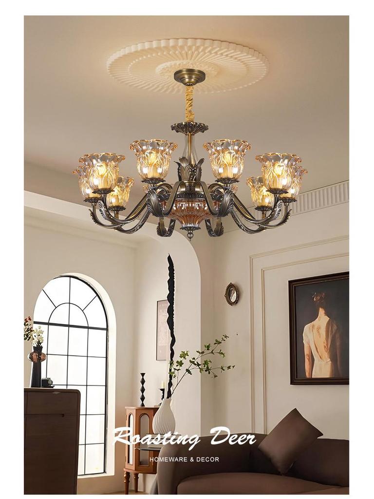 Modern Minimalist Copper Chandelier for Living Room, Restaurant, and Bedroom