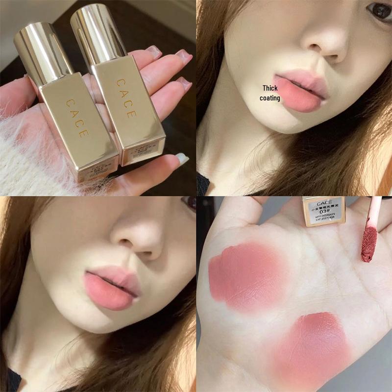 

CACE Маленькая золотая туба Матовая помада-мусс - Мягкий туман, Шелковистая, Низкая насыщенность, Оттенок молочного кофе для естественного осветления - Студенческий блеск для губ, Универсальный цвет.