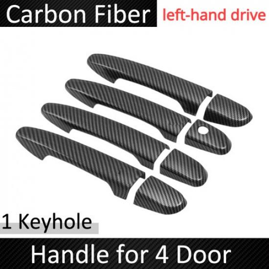 8Pcs Carbon Fiber W/ Keyless Door Handle Cover Trim For Mazda 2 3 6 CX3 CX5 CX9