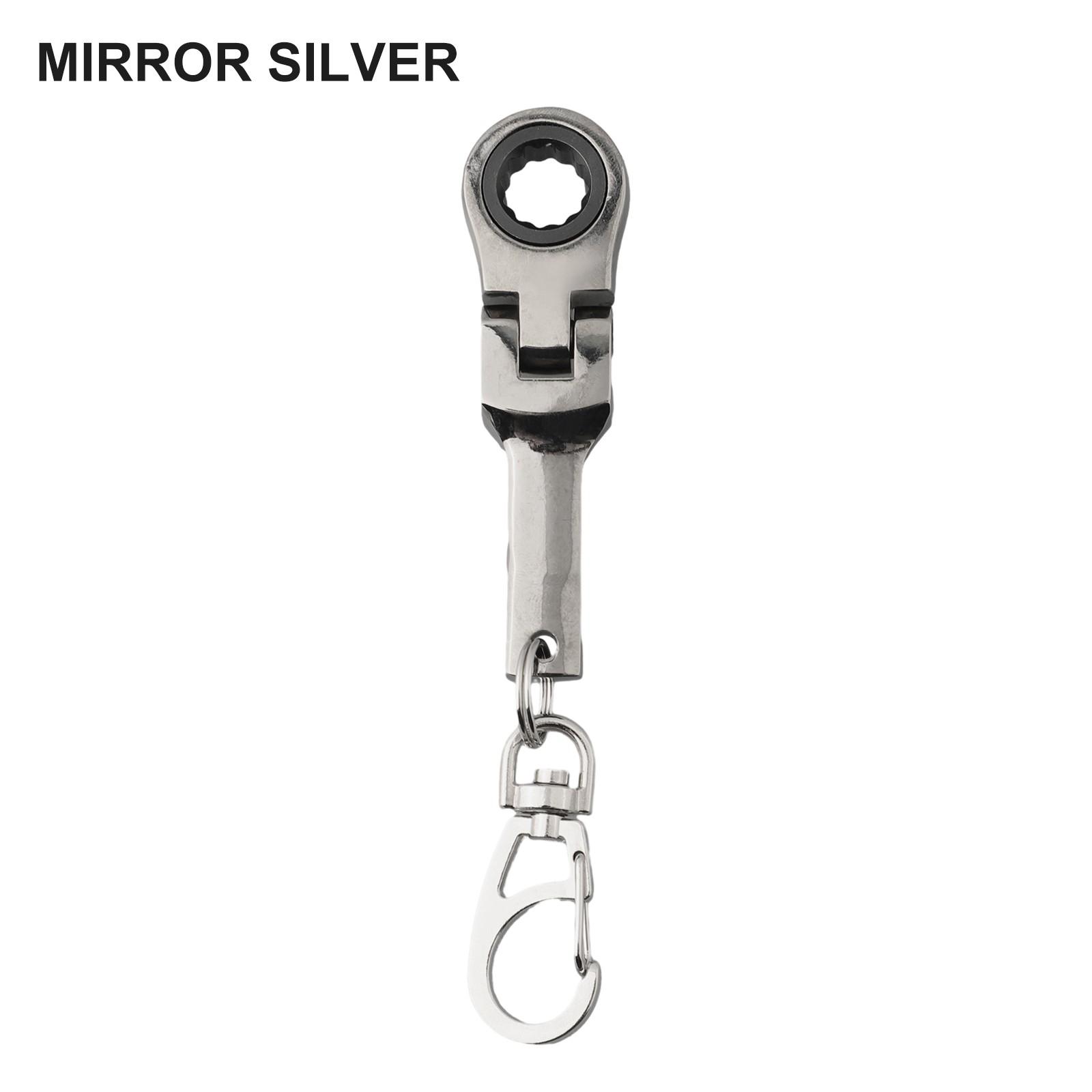 

Key Chain Portable Wrench Mm Ratchet Spanner Movable Ratchet Wrench Mirror silver