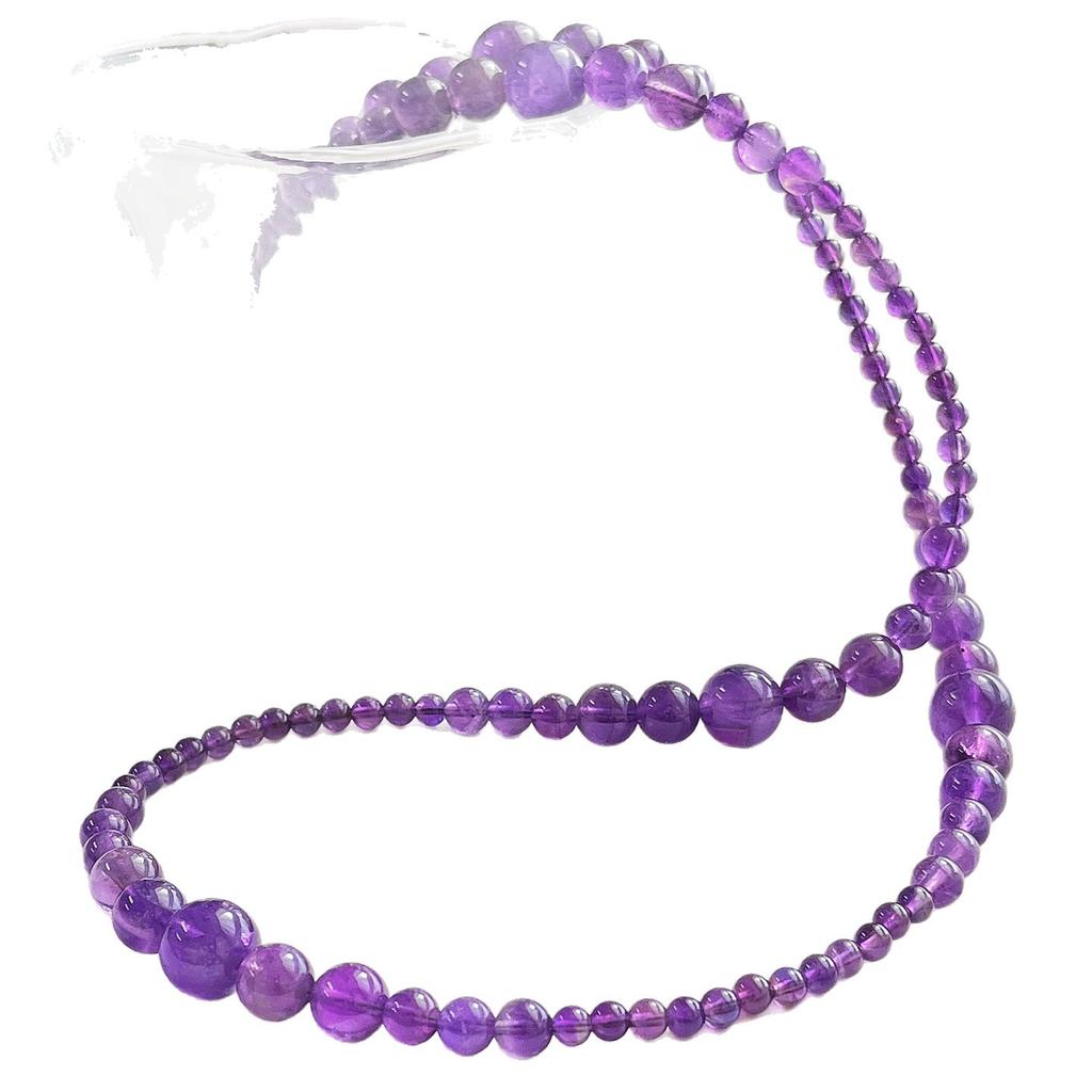 Vintage High Quality Natural Royal Amethyst Design Sweater Chain Necklace Collarbone Chain Women