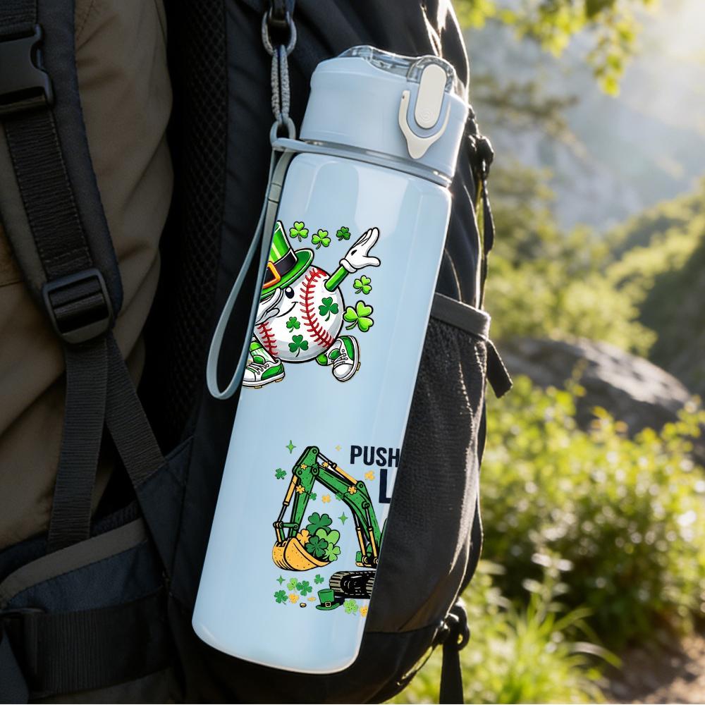 1PC Lucky Duck Frog Floral Combo Print 750ml Color Plastic Water Bottle Leakproof Flip Straw Lid For Sports Office Home Use