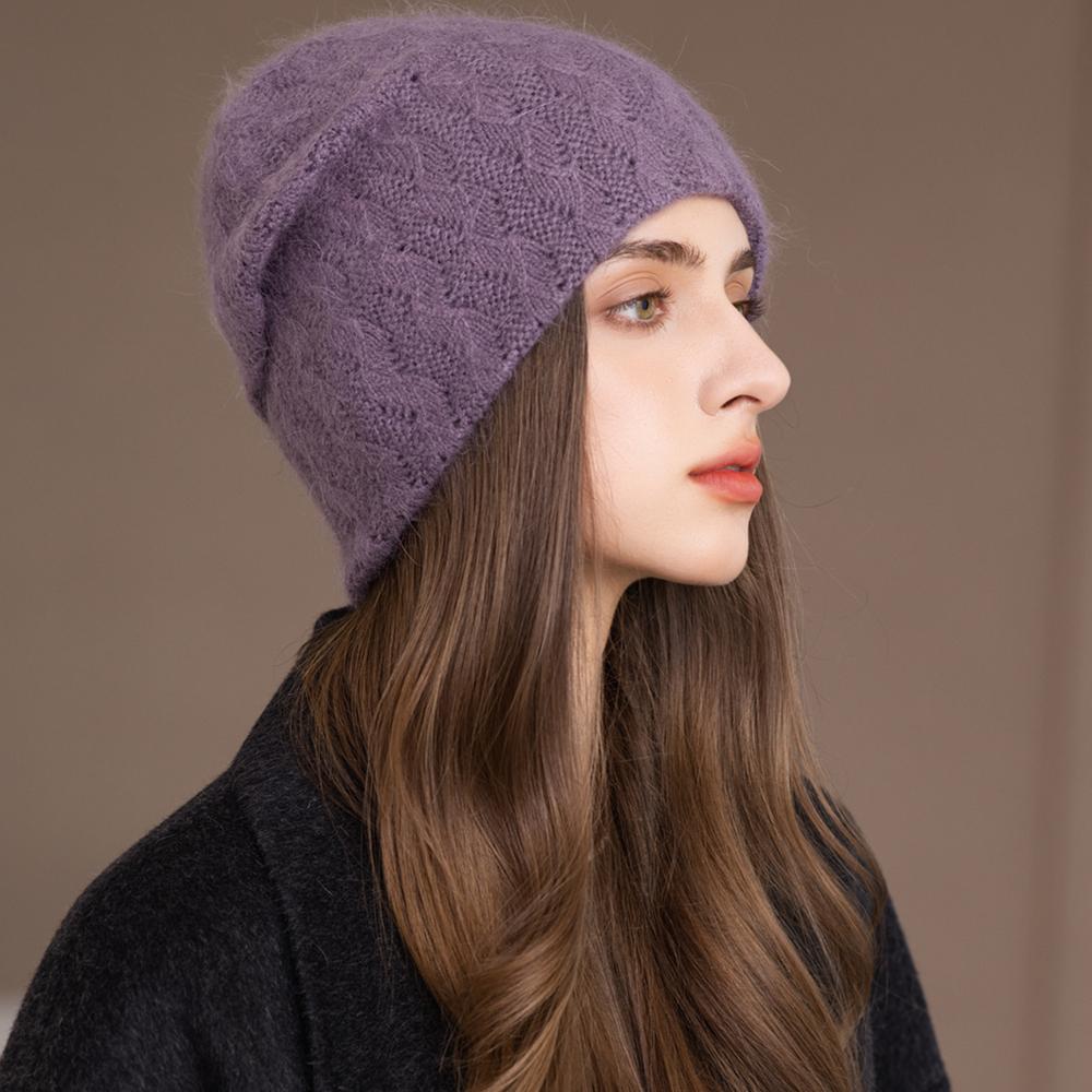 New Style Winter Women Hat Decorate Beanie Hat Rabbit Fur Blend Warm Winter Cap Y2K Female Casual Streetwear Knitted Hat