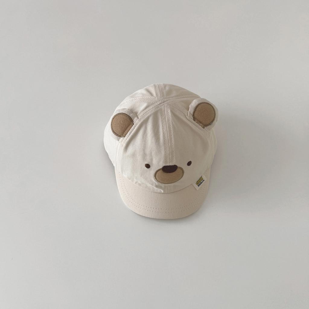 Cute Sporty Kids Boy Baseball Cap Simplicity Cartoon Bear Peak Cap for Toddler Boy Travel Sunshade Baby Photography Props Hat