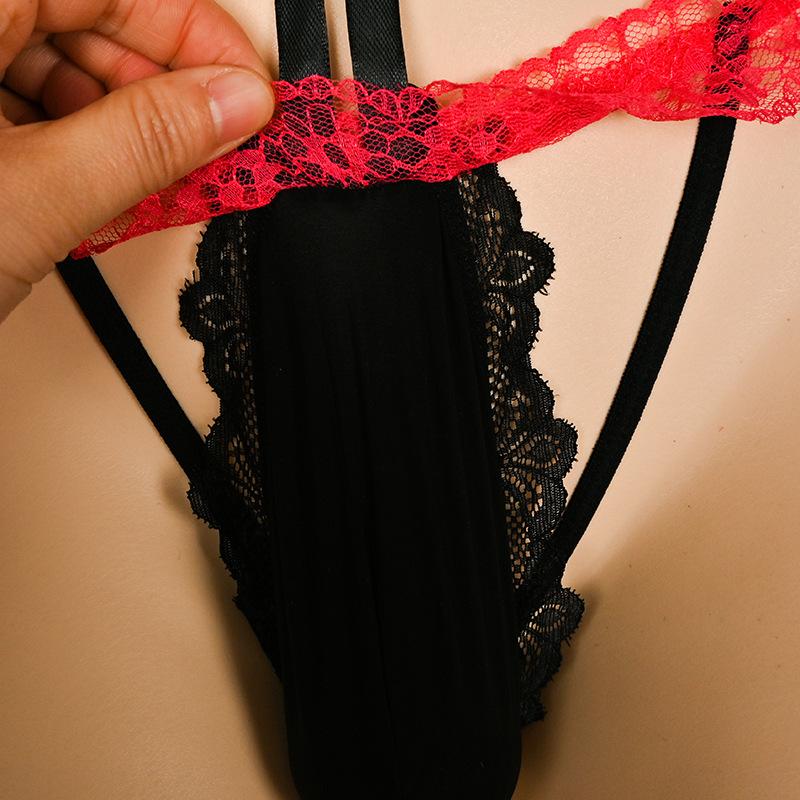 Duży Rozmiar Męskie Sissy Pouch Majtki Koronkowe Cueca Falbankowa Mini Spódniczka Stringowa Bielizna Crossdress G-String Męskie Gejowskie Stringi Bikini