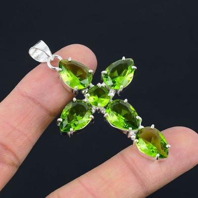 Přívěsek s drahokamem peridot Masivní stříbro 925 Přívěsek Šperk Dárek Pro Unisex LG-085