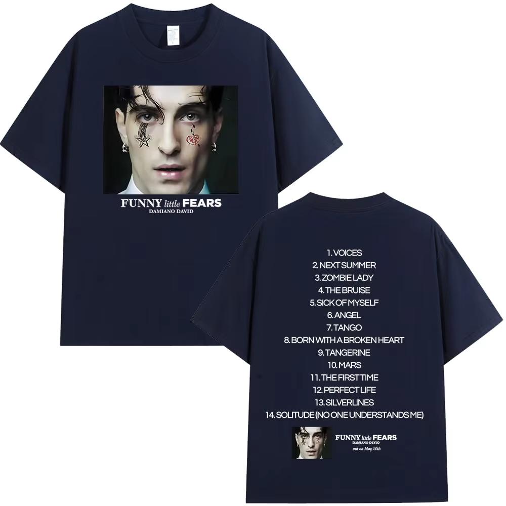 Funny Little Fears Album 2026 Tshirt Damiano David Singer Print Tees Unisex Women Fashion Casual Tshirt Summer Harajuku T Shirt