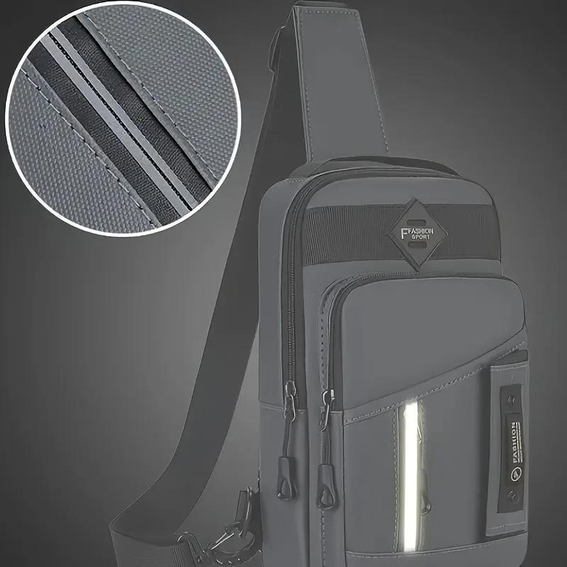 Men'S Outdoor Chest Bag - Stylish Nylon Crossbody Bag, Casual Multi-Functional Sports Sling Bag For Daily Commute& Adventures
