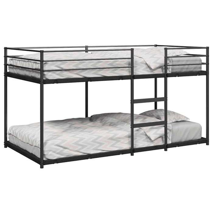 VidaXL Bunk Bed Without Mattress Black 90x200 Cm Steel, Bed Frame, Slatted Base, Bedroom Furniture, Loft Bed, 4019877