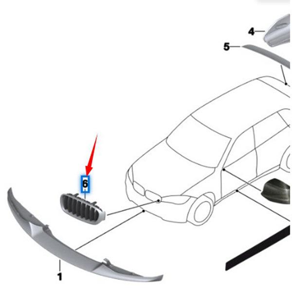 Kühlergrill vorne (1 Paar) für 14-18 BMW X5/X6 Modelle (Teilenummern: 51712334708, 51712334710)