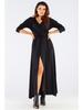 Viscose Maxi Dress with Envelope Neckline, Black XL