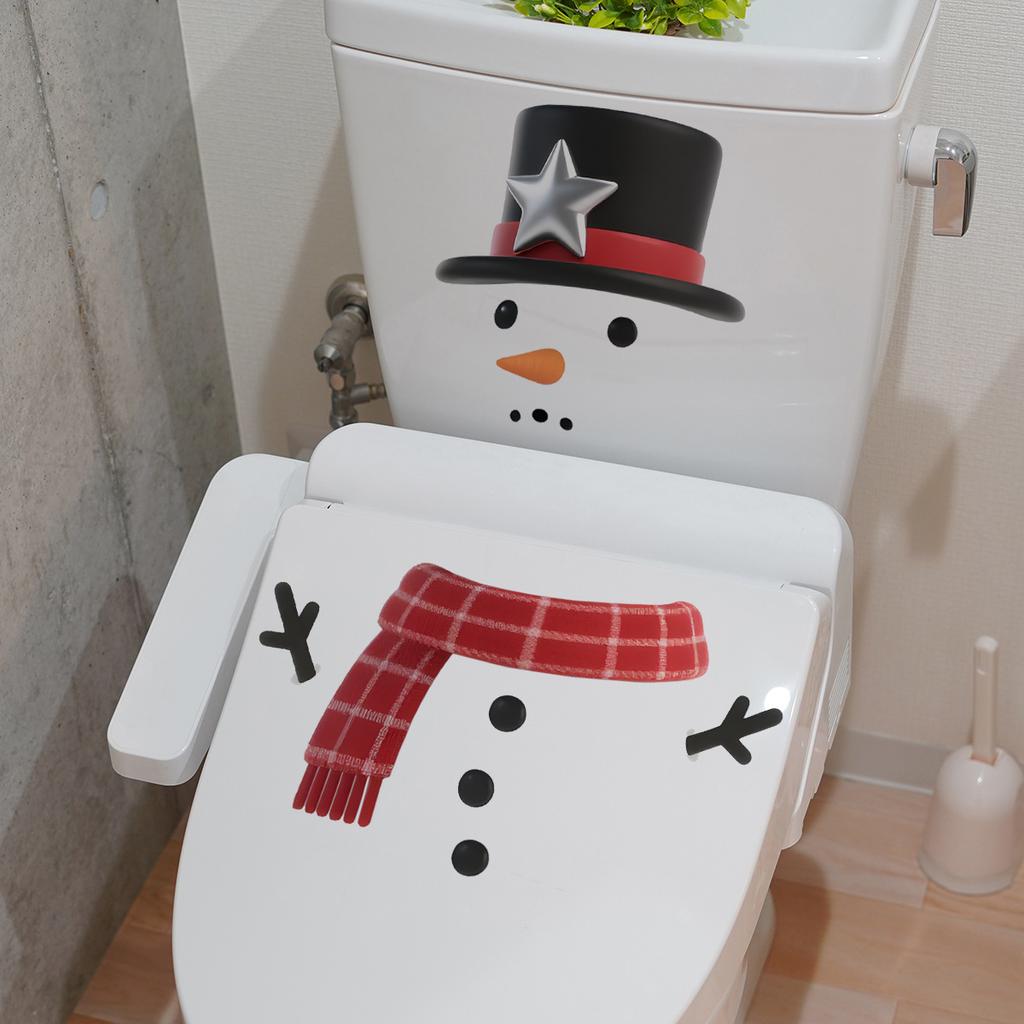 Christmas Cartoon, Christmas Snowman Decoration, Toilet Wall Stickers, Bathroom Wall Stickers