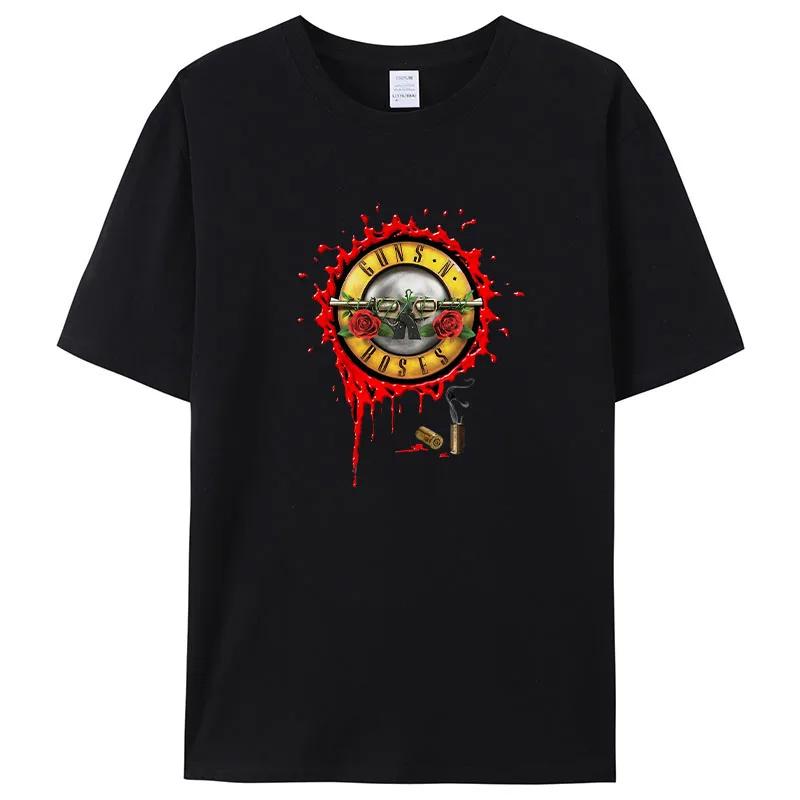Summer Women Unisex T-shirts Guns N Roses Printed New T-Shirt Cotton Hard Rock Band Women Unisex Tee Hip Hop Music Clothing