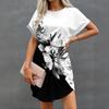 Womens Summer Short Dresses O Neck Casual Batwing-Short Sleeve Belted Dress For Women