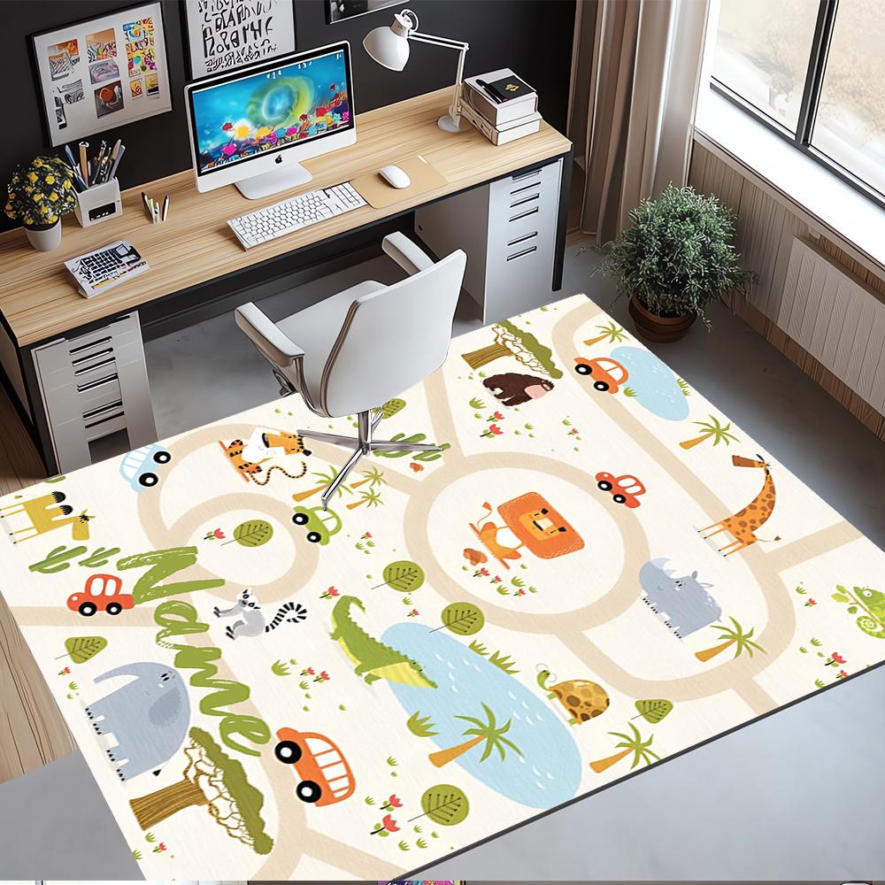 Custom Name Animals Printed Carpet,Rug for Office Chair Living Room Bedroom Kitchen Room Decor Gifts.