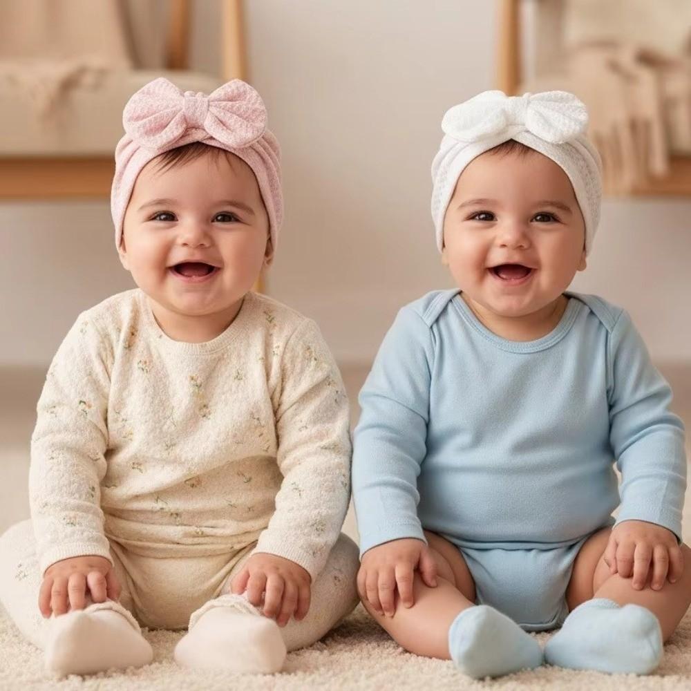 Solid Color Infant Turban Hat Knotted Design Newborn Head Wrap Cute Baby Hat  0-6 Months Fit