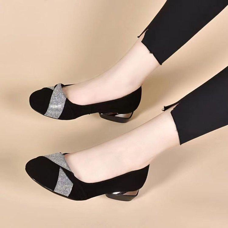 Doudou shoes frosted soft-soled rhinestone single shoes spring new soft leather round head flat-soled leather shoes