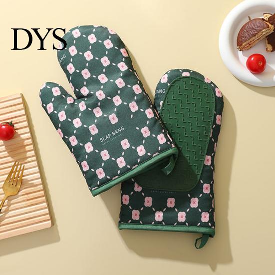 Kitchen Oven Mittens 1/2 Pcs Rough Palm Non-Slip Heat Resistant Protective Cooking Lightweight Anti-scalding Great Friction Cartoon Print Baking