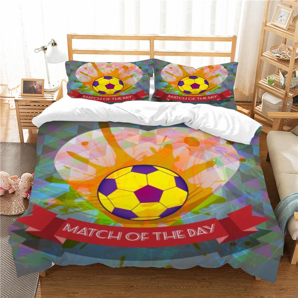 Jocuri fotbal Set de lenjerie de pat cu fetă de pernă Lenjerie de pat pentru acasă Imprimare fotbal Set cuvertură de pilota de înaltă calitate Seturi de pat respirabile