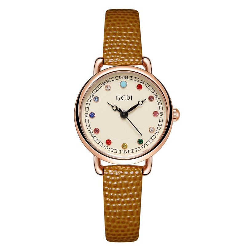 Birthstone Watch Women'S High Value Student Watch Retro Temperament Women'S Belt Quartz Watch