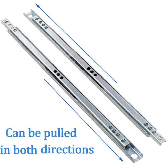Metal 12 Inch Drawer Slides, Ball Bearing Two Way Slide Track Rail 0.7 Inch Wide 1 Pair
